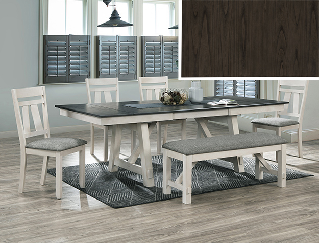 MARIBELLE 6P W/BENCH CHALK WARMGREY