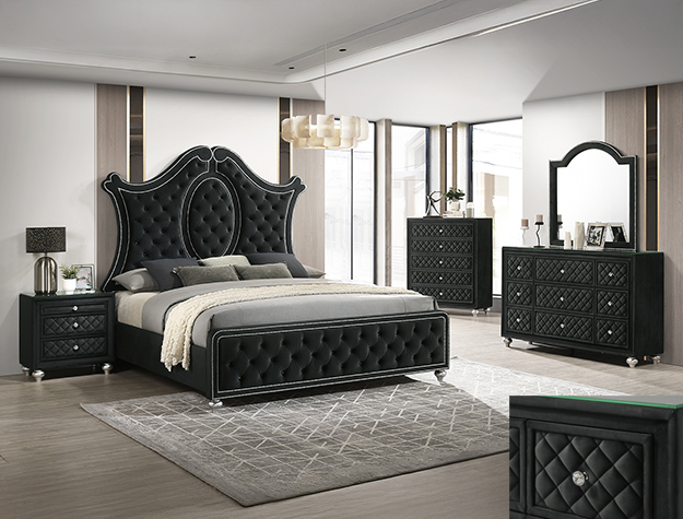 CAMEO PANEL BEDROOM GROUP - BLACK